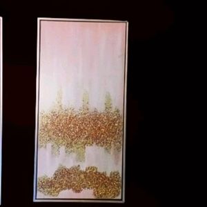 (2) Light Pink and Glitter Gold Canvas